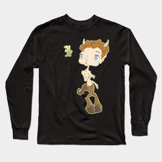 shy little satyr Long Sleeve T-Shirt by bobgoodallart